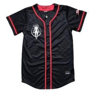 SWARM Baseball Jersey Mens Medium EDM Dubstep Festival Rave Black Embroidered